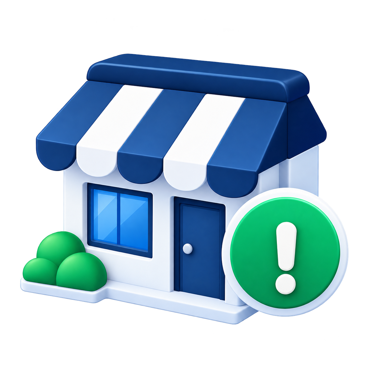 3D Shopfront with Green Alert Badge